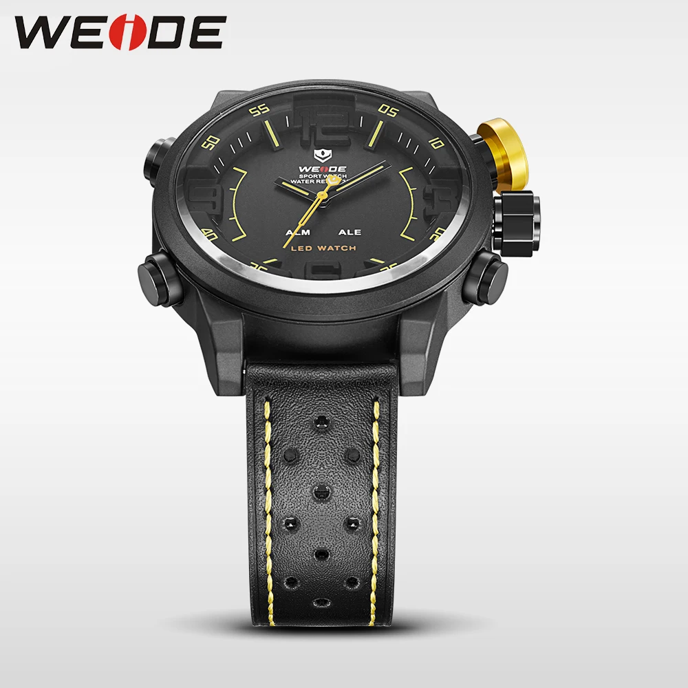 WEIDE для мужчин часы Элитный бренд известный бренд спортивные часы мужские Цифровые Кварцевые Будильник кожаный ремешок relogio automatico