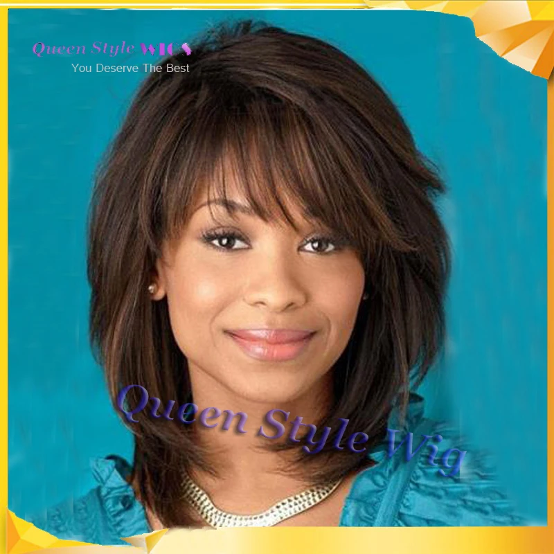 Sweet Style Wig Layered Bob Hairstyle Middle Length Natural