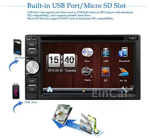 Perfect 6.2" Touch Screen Car DVD CD Player Stereo Video Audio Headunit with GPS Navigation and Bluetooth Support MP3,AVI,JPG+Camera 4