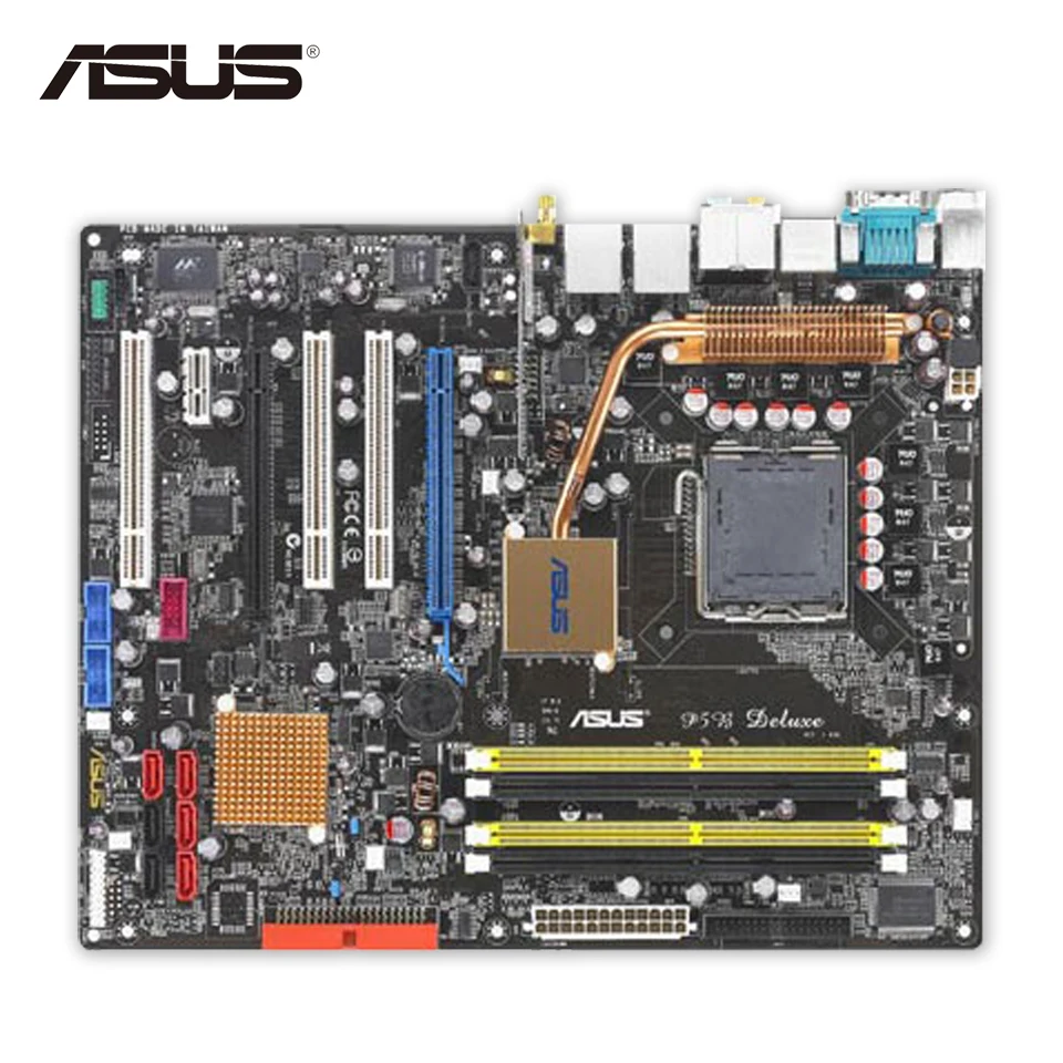 Asus P5B Deluxe Original Used Desktop Motherboard P965 Socket LGA 775 DDR2 SATA3 ATX asus original motherboard g31m s2l g31 ddr2 lga 775 motherboard