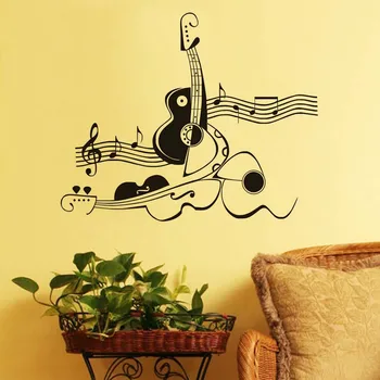 

Creative Abstract Guitar And Violin Wall Sticker Musical Note Wall Decal Removable Art Mural Vinyl Wall Stickers Home Decor