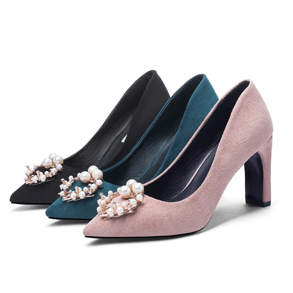 

Women's Ladies Flock Pearl Crystal Super Square High Heels Sandals Roman Shoe fashion Gladiator Roman Square Shoes travel Apr 29