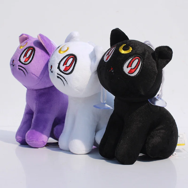 7''18cm Japan Amine Sailor Moon Cat Luna Plush Toys Animal Stuffed