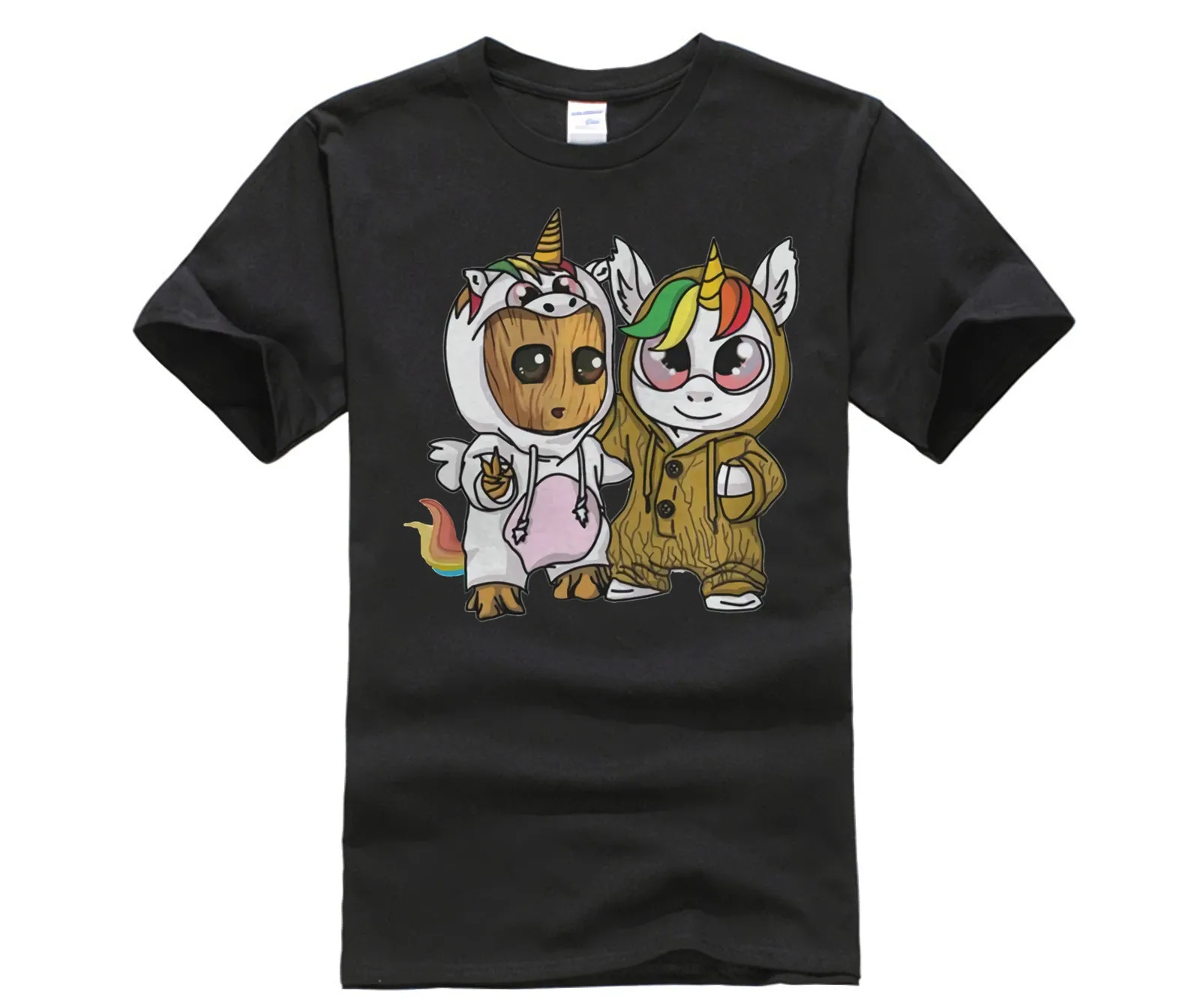 Fashion Printed men's T-Shirt Short Sleeve Unicorn and Baby Groott shirt Top Men's T-shirt |