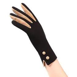 1 пара для женщин Кнопка сенсорный экран перчатки выстроились толстые перчатки теплые зимние перчатки