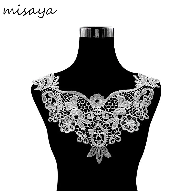 

Misaya 1Pc Flower Lace Collar Flower Lace Neckline Sewing Applique Clothes Wedding Crafts DIY Handmade Lace Collars for Dress