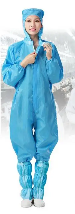

Anti-static work clothing with cap. Electronics factory anti-static jumpsuit,dustproof coverall.Cleanroom Garments.