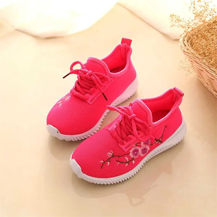 2019 новая детская обувь осень новая мода вышивка обувь netshoes дышащая дети девочки Анти-скользкие кроссовки детская обувь для малышей
