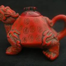 Изысканный китайский античный красный чайник Статуя Дракона черепахи из смолы