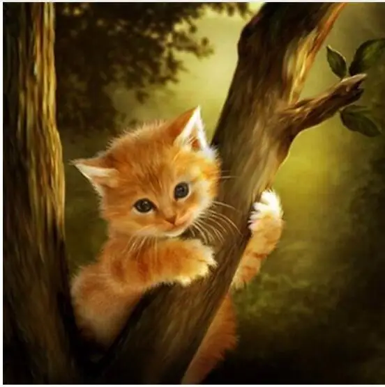 

DIY 5D Diamond Painting Embroidery Cat On The Tree Pictures By Numbers Beaded Embroidery Mosaic Drawings Needlework
