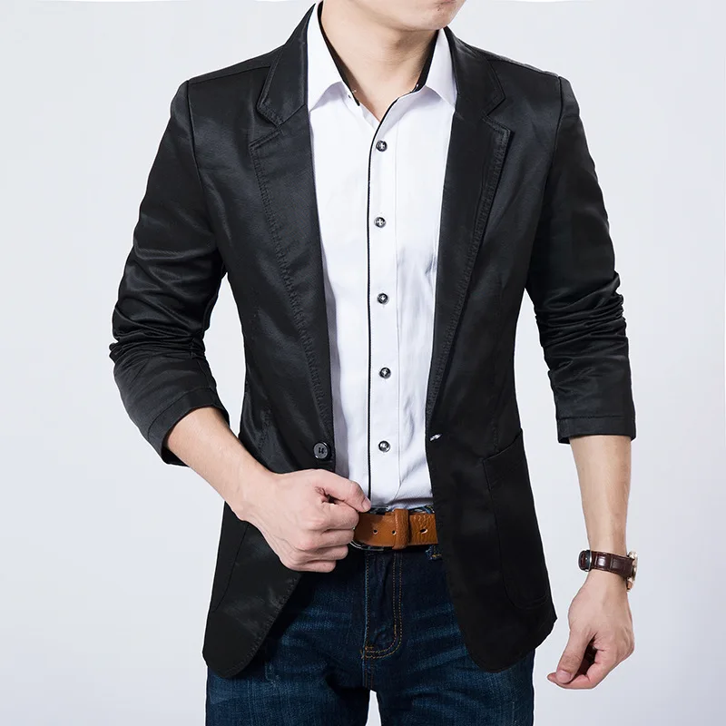

Winter new men 's European self - suits jacket will be a solid color casual men' s casual suitdo504