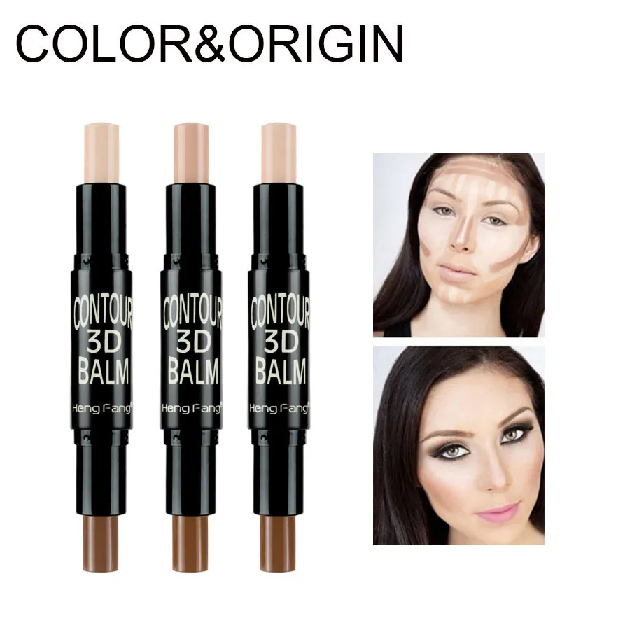 

3 Colors Double-end Highlighter Stick Face Concealer Make Up Contouring Bronzers Pen Cosmetic 3D Makeup Corrector Contour Balm