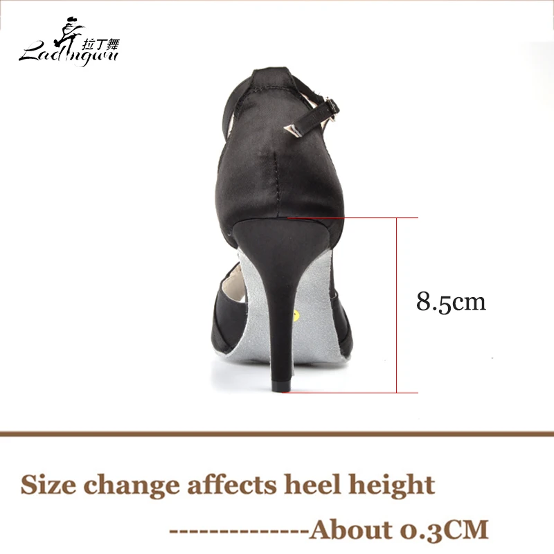  Ladingwu Hot Selling Satin Black Shoes For Women High Heels Spring and Summer Sandals Latin Salsa D