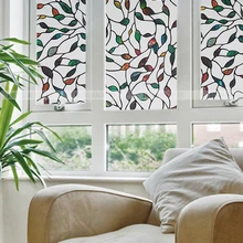 70 см x 2 м красочные листья статические цепляются декоративная витражная плёнка на стекла, окна, конфиденциальности пленки текстурированные наклейки на окна