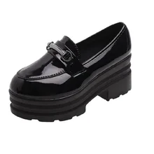 Новинка года; обувь на платформе в японском стиле; обувь на платформе в стиле ретро; обувь из окрашенной кожи в стиле Харадзюку, визуально увеличивающая рост на 6 см