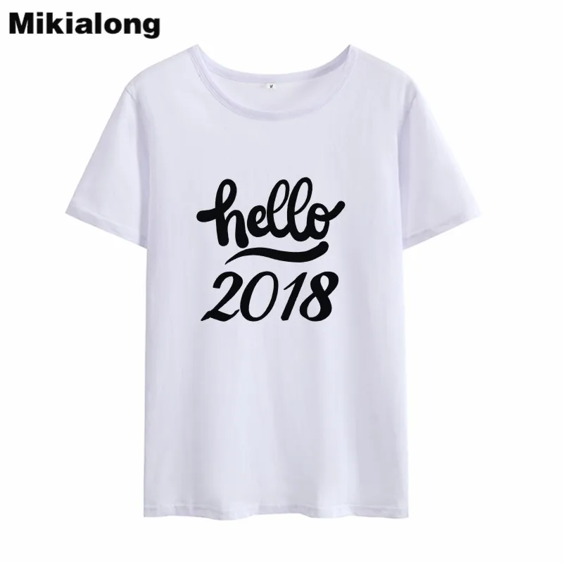 

Mikialong Hello 2018 T-shirts Women T Shirts Harajuku Tumble Black White Summer Top Tee Shirt Women O-neck T-shirt Femme Blusas