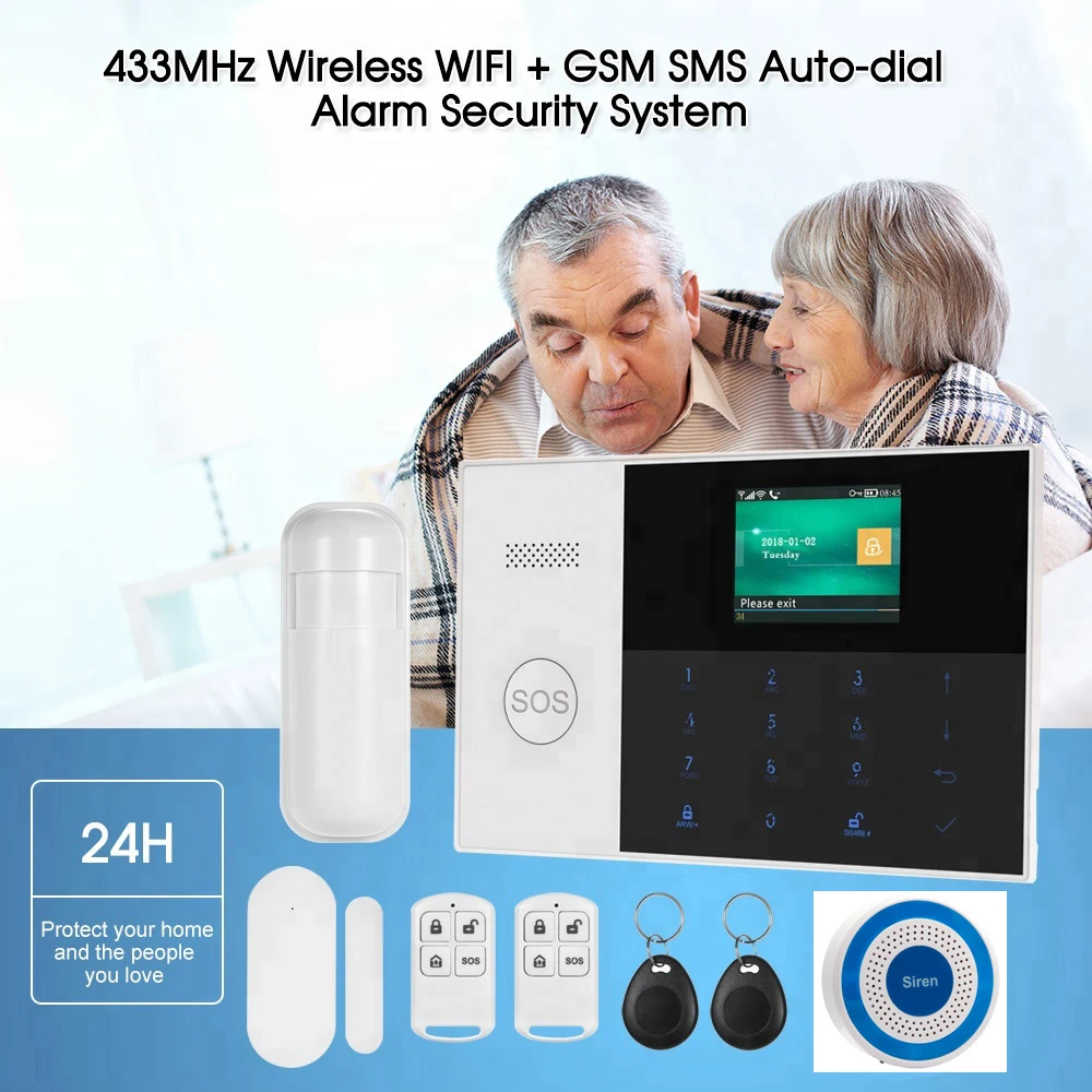 Беспроводная система сигнализации с цветным экраном 2 4 дюйма Wi-Fi 3G GSM умный