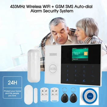 

wireless 2.4 inch color screen Security alarm system WiFi 3G GSM intelligent Alarm kit for indoor used