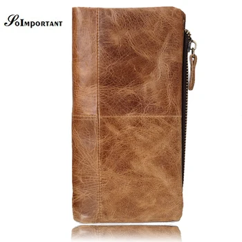 

Genuine Leather Women Wallet Female Long Clutch Lady Walet Portomonee Luxury Brand Magic Zipper Coin Purse With Separate Pocket