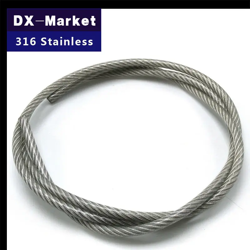 1.5mm wire rope , 50meter/lot , 7*7 , 316 stainless steel wire rope