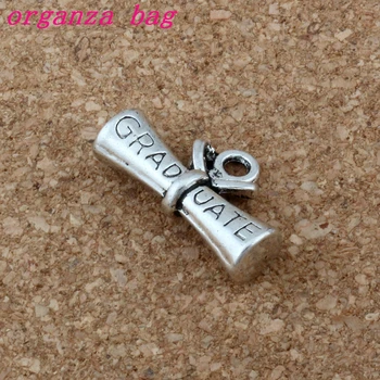 

Graduate Diploma Pendant 50Pcs/lot Hot sell Zinc alloy Jewelry DIY 22* 13mm 3.2g A-199