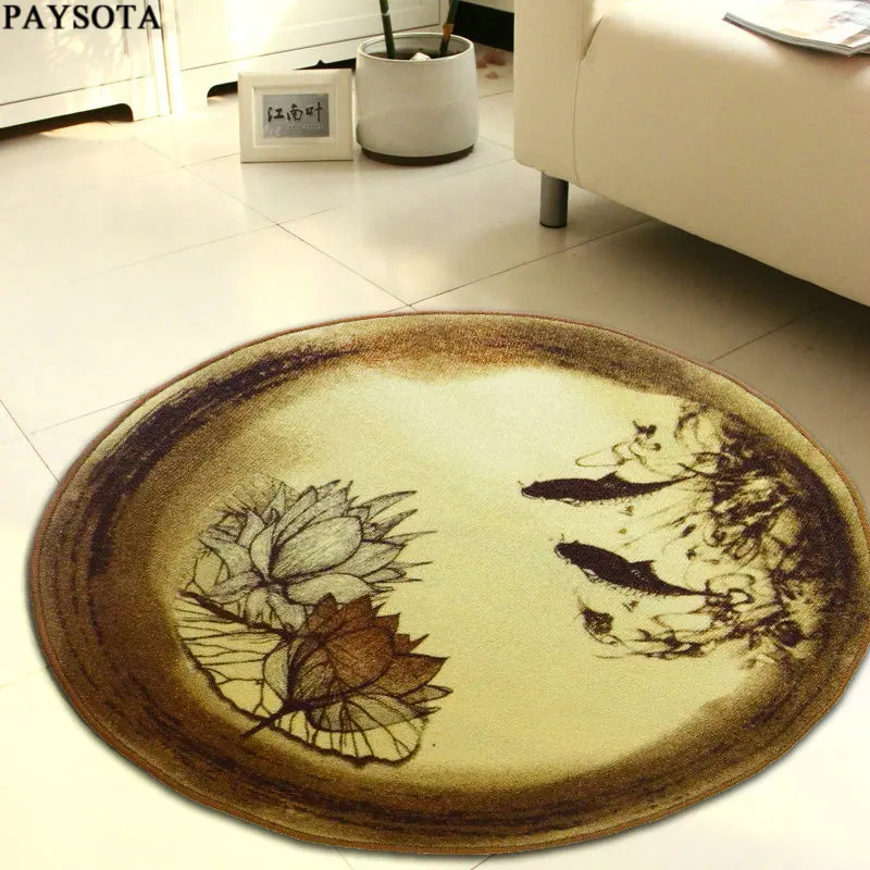 PAYSOTA Chinese Garden Style Lotus Impression Bedroom Round Carpet Computer Chair Cushion Small Ccoffee Table Blanket Pad PAYSOTA Chinese Garden Style Lotus Impression Bedroom Round Carpet Computer Chair Cushion Small Ccoffee Table Blanket Pad