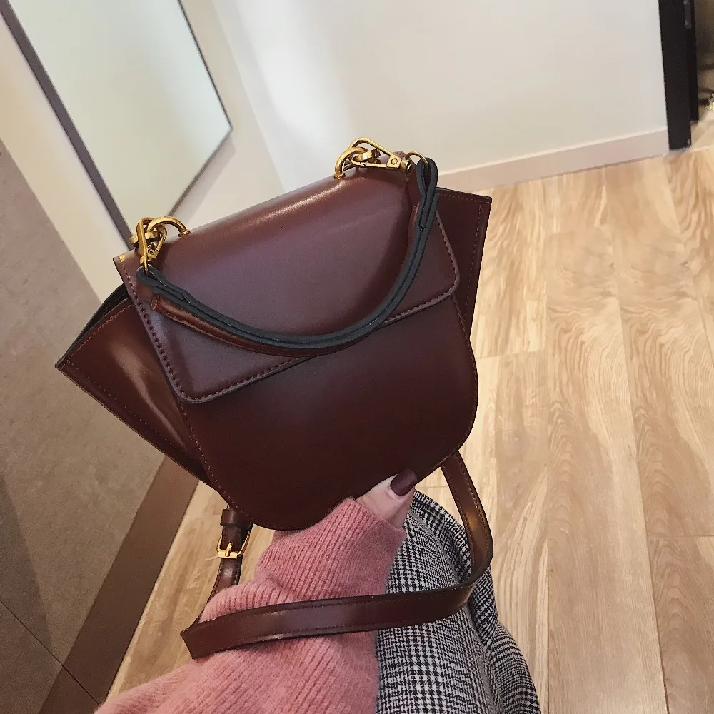 

Casual Saddle Bags for Women Handbags Semicircle Irregular PU Leather Shoulder Messenger Bags Lady Brands Large Capacity Bolsa