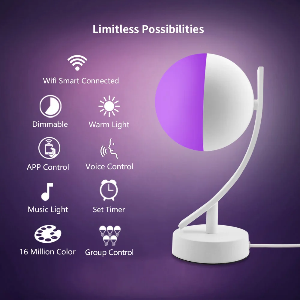 BB динамик ночник настольная лампа смарт Wifi Led Настольная 220 В/перезаряжаемая/с