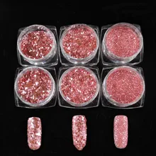 1 Набор, розовое золото, розовый блеск для ногтей, блестки для макияжа, порошок для дизайна ногтей, порошок, пыль, фея, пыль, маникюр, украшения для ногтей, набор