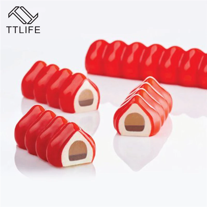 

TTLIFE Strawberry Strip Shape Silicone Cake Mold Chocolate Mousse Cake Bakeware Fondant Pudding Confectionery Pastry Baking Pan