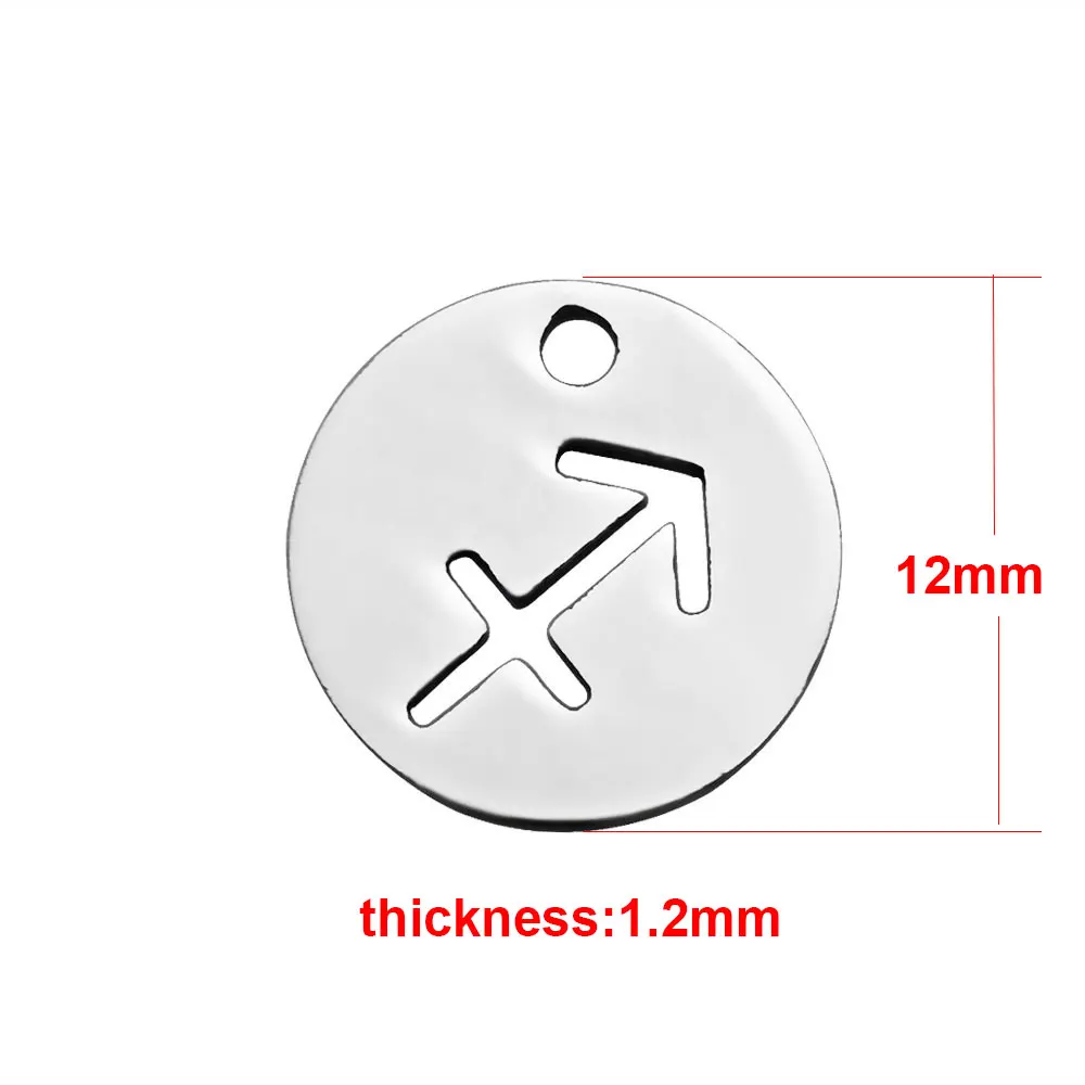 Fnixtar никогда не выцветает 12 мм круглый диск целые 12 кулоны со знаками Зодиака DIY 12 Созвездие Подвески для изготовления ювелирных изделий 12 шт./лот
