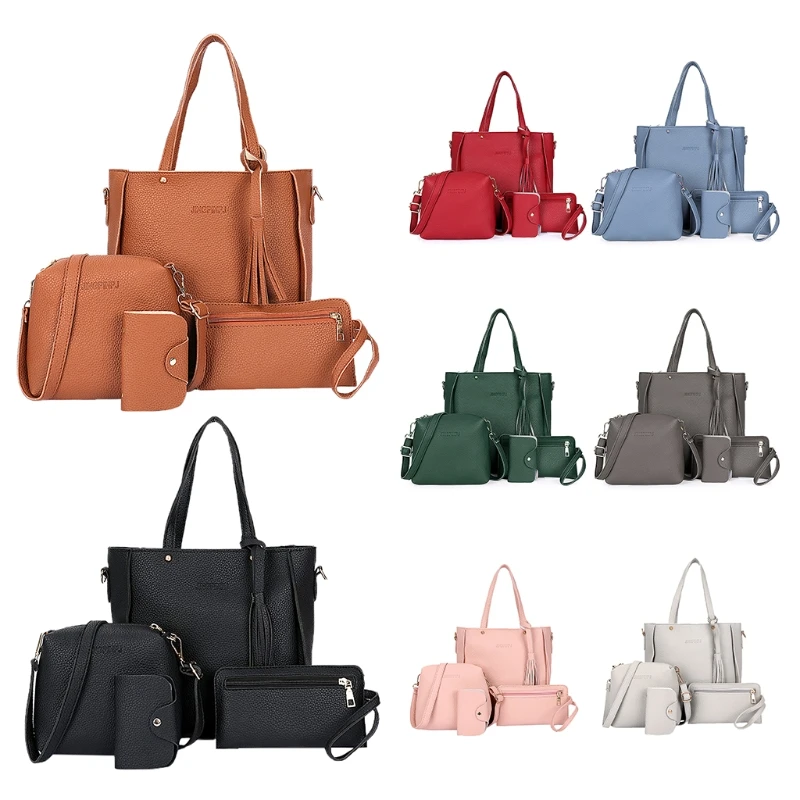 

4pcs Women Lady Fashion Handbag Shoulder Bags Tote Purse Messenger Satchel Set