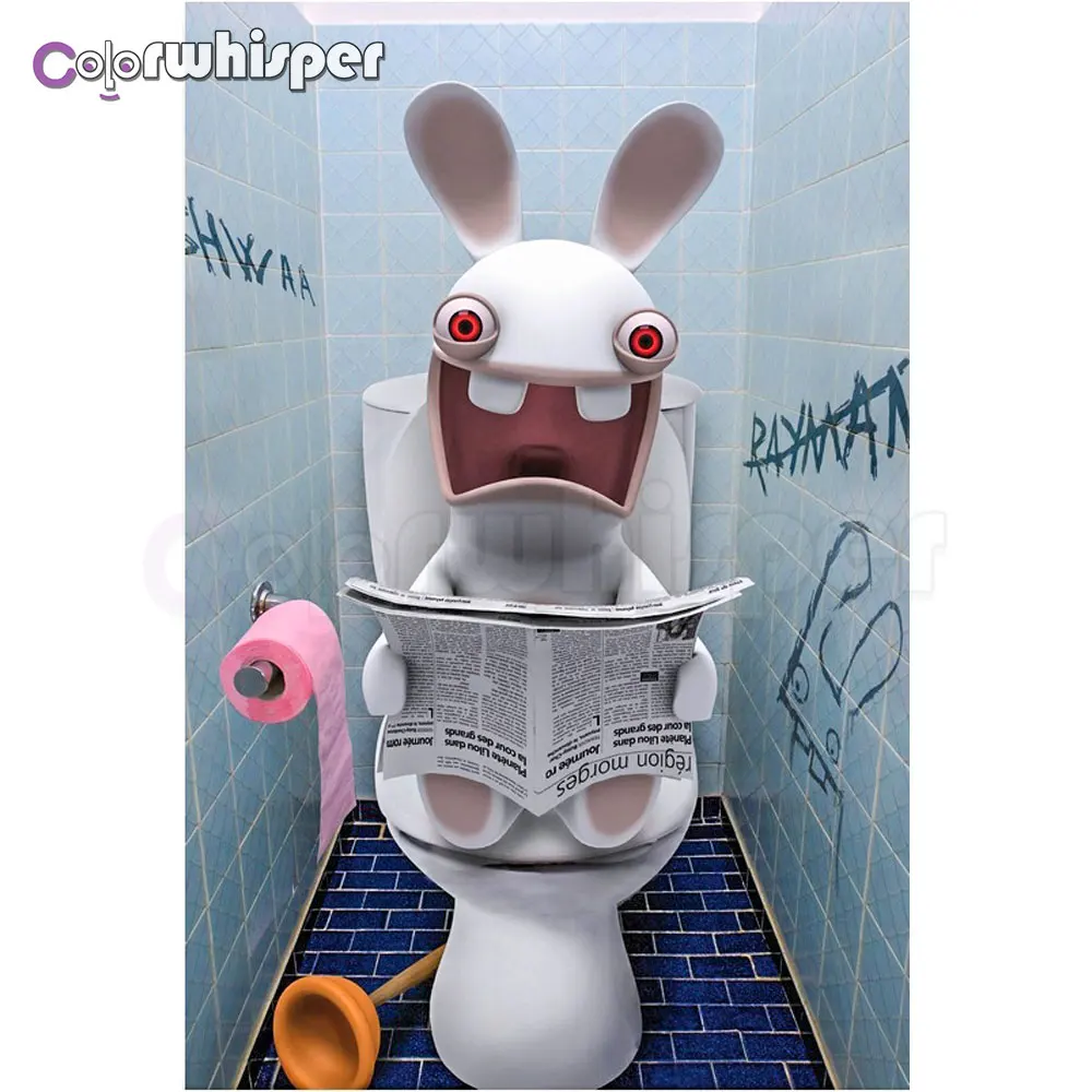 

Diamond Painting Full Square/Round Toilet Rabbits Robot Daimond Painting Embroidery Cross Stitch Crystal Mosaic Decor 817DP