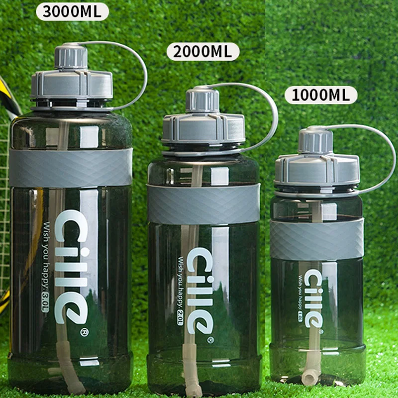 New Arrival 2000ml/3000ml Large Capacity Plastic bottle Sport Drinking bottle with strap Straw portable Water Bottle BPA Free