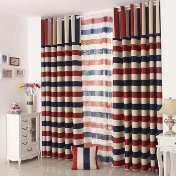

New Curtain Children's Bedroom Living Room Mediterranean Curtain Cloth Bohemia Horizontal Striped Shade Cloth Curtain Wholesale