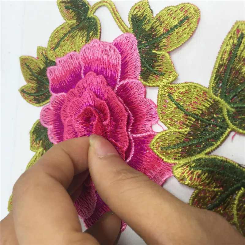 1 шт. 3D красная вышитая ткань цветок розы Венеция кружева швейная аппликация кружевной воротник декольте Воротник Аппликация аксессуары