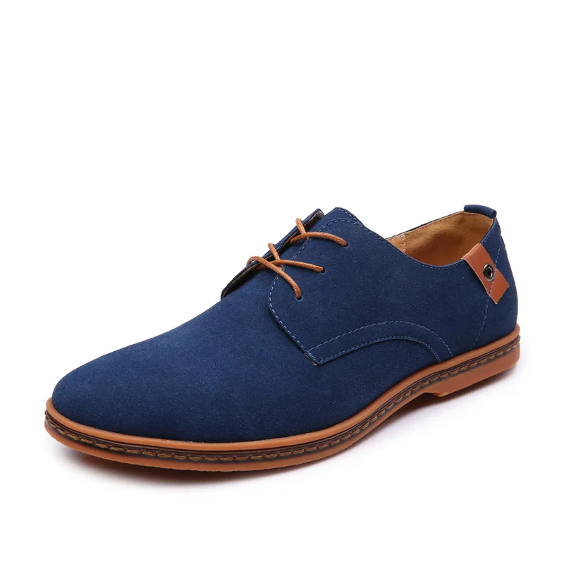 

Designer Men's Casual Shoes Suede Genuine Leather Footwear Oxfords 2018 Autumn New Fashion Lace-up Low Plus Size 38-48