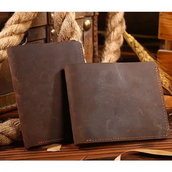 

NoEnName_Null High Quality Genuine Leather Vintage Men Leather Wallet Bifold Clutch Coin Purse Credit Card Holder Billfold