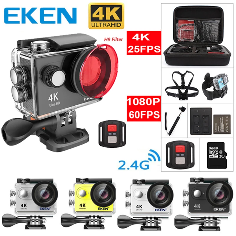 Original EKEN H9 H9R Ultra HD 4K 25fps Action Camera 30m waterproof 2-inch LCD Screen Wi-Fi Remote Gopro Style Sports Camera