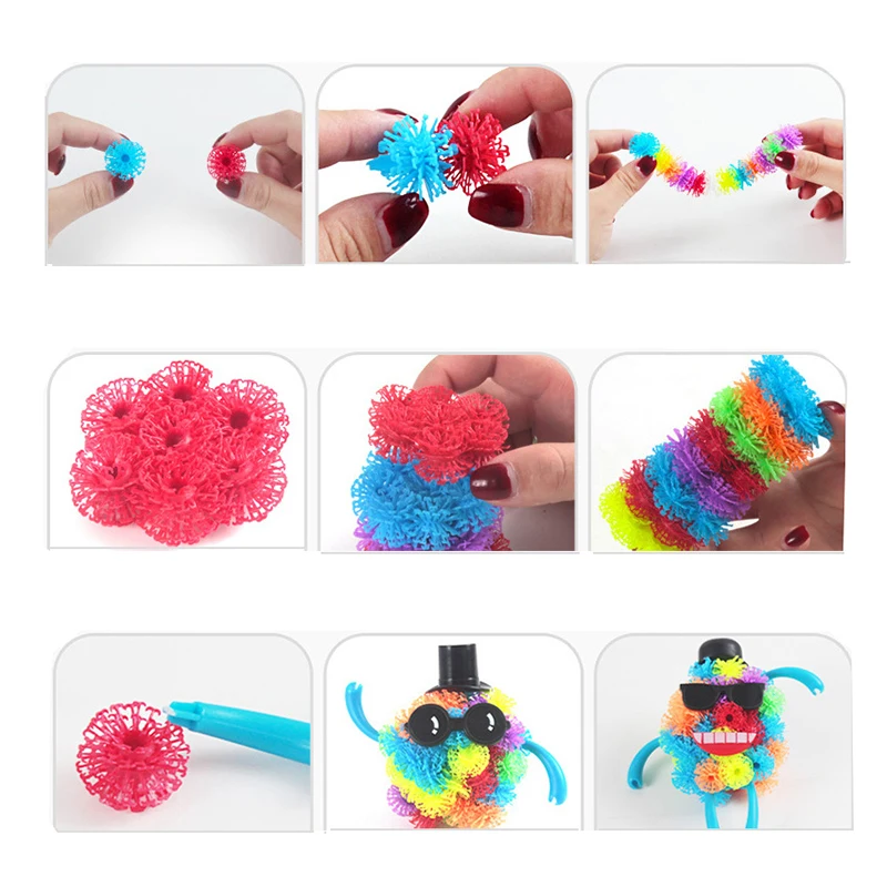 400/700Pcs Thorn Ball Magic Puffer Ball DIY Assembling Toys Assemble Creative Blocks Squeezed Educational Handmade Toys