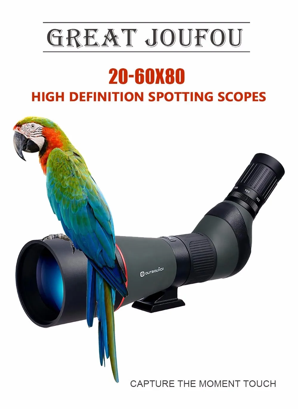 JouFou 20-60X80 Tripod Monocular Zoom Waterproof Alloy Lens Barrel Telescope Wide-angle Design Telescope Bird Watching (1)