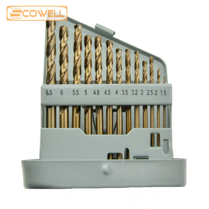 

Free Shipping 13 pcs HSS twist drill bits set cheap woodworking DIY tools Metric 1.5 - 6.5mm jobber drill bits for home used