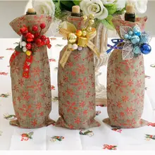 Чехол для бутылки вина, сумки для украшения дома, вечерние, Санта-Клаус, Рождество