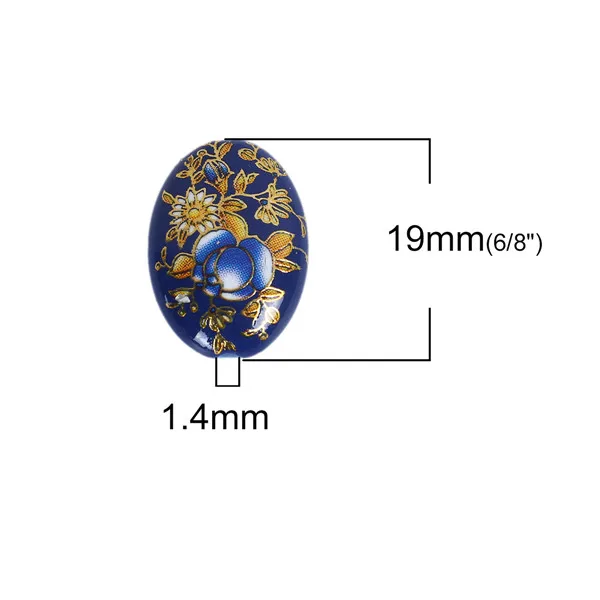 DoreenBeads акриловые разделительные бусины японская картина японский Tensha Овальный многоцветный узор розы около 19 мм x 14 мм, 5 шт - Цвет: j
