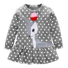 Г. Платье элегантный костюм для маленьких девочек Весенняя футболка с длинными рукавами и рисунком оленя милое детское платье Бутик# Q8749
