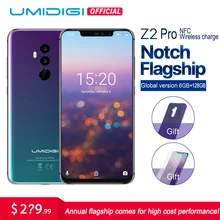 UMIDIGI Z2 Pro 6,2 “Pantalla smartphone Android 8,1 6 GB 128 GB Helio P60 16MP Quad lente 4G LTE NFC carga inalámbrica del teléfono móvil