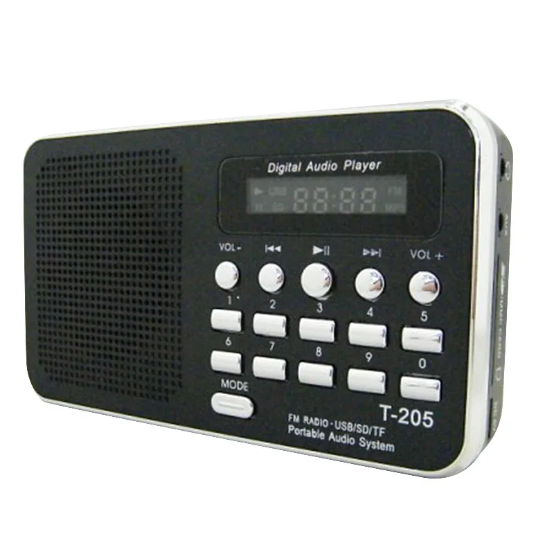 

T- 205 FM Radio Portable HiFi Card Speaker Digital Multimedia MP3 Music Loudspeaker White Camping Hiking Outdoor Sports