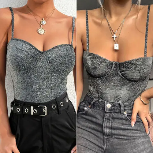 

Women Fashion Bodysuit Sleeveless Jumpsuit Romper Tops Bodycon Vest Clubwear Sexy Ladies Bodysuit Summer Clothes 2019 New