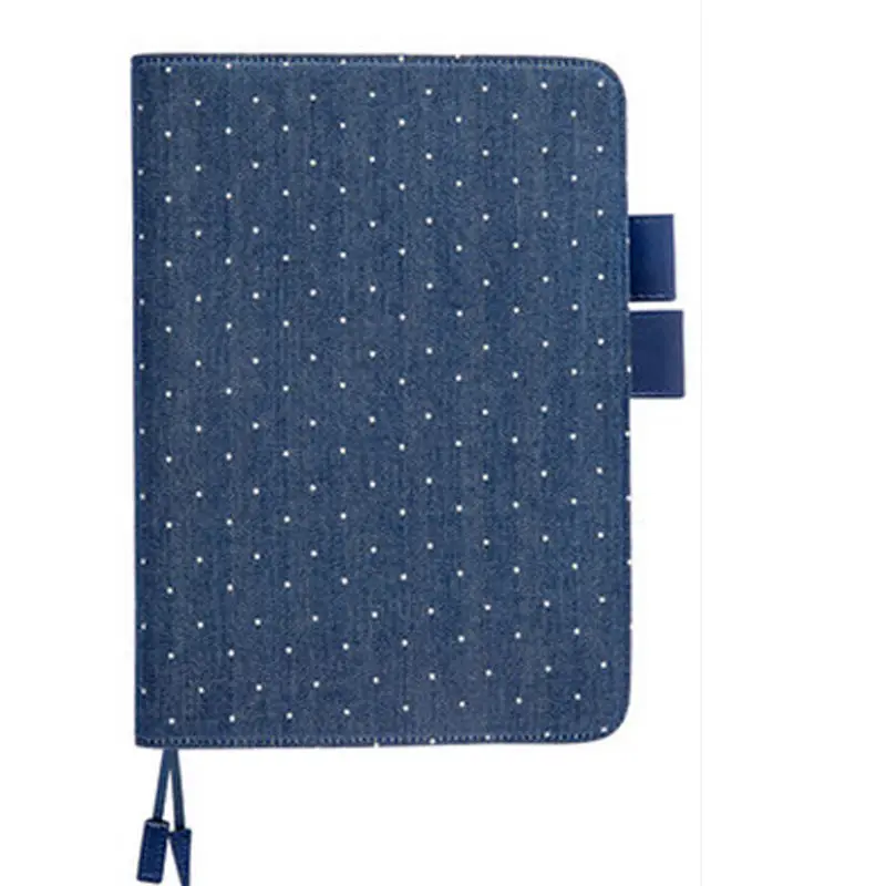 Хобо японский стиль дневник записная книжка джинсовая искусственная кожа A5 A6 Блокнот креативный планировщик - Цвет: Denim dots