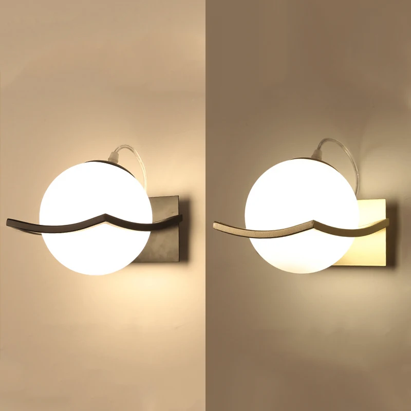 

American Creative Wall Lamp Modern Glass Wall Sconce Wall Lights Fixtures Balcony Bedroom Bedside Aisle Stair Home Lighting